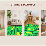Ultra Soft Area Rug, Non Slip, Stain Resistant, Washable Area Rugs for Living Room, Bedroom, Vibrant Urban Landscape Motif(Green)