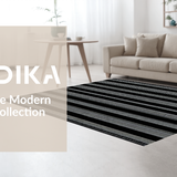 Ultra Soft Area Rug, Non Slip, Stain Resistant, Washable Area Rugs for Living Room, Bedroom, Sophisticated Striped Coastal Appeal(Black)