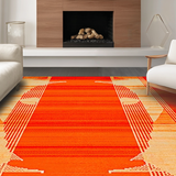 Ultra Soft Area Rug, Non Slip, Stain Resistant, Washable Area Rugs for Living Room, Bedroom, Wildlife-Inspired Abstract Geometry(Orange)