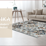 Ultra Soft Area Rug, Non Slip, Stain Resistant, Washable Area Rugs for Living Room, Bedroom, Soft Vintage Floral Living Room Rug(Gray)