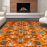 Ultra Soft Area Rug, Non Slip, Stain Resistant, Washable Area Rugs for Living Room, Bedroom, Funky Ethnic Orange Patterned Mat(Orange)