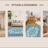 Ultra Soft Area Rug, Non Slip, Stain Resistant, Washable Area Rugs for Living Room, Bedroom, Hand-Tufted Oushak Bedroom Meditation Carpet(Blue)