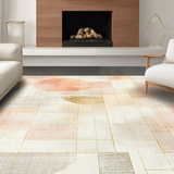 Ultra Soft Area Rug, Non Slip, Stain Resistant, Washable Area Rugs for Living Room, Bedroom, Modern Geometric Pattern Rug with Peach Tones and Gold Linework Accents(Beige)