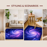 Ultra Soft Area Rug, Non Slip, Stain Resistant, Washable Area Rugs for Living Room, Bedroom, Charming Space Odyssey Imagery(Purple)