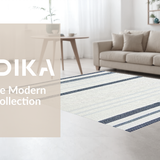 Ultra Soft Area Rug, Non Slip, Stain Resistant, Washable Area Rugs for Living Room, Bedroom, Transitional Light Blue Striped Aesthetic(White)