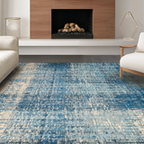 Ultra Soft Area Rug, Non Slip, Stain Resistant, Washable Area Rugs for Living Room, Bedroom, Elegant Ombre Throw Rug with Distressed Artistic Blue and Beige Design(Blue)