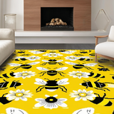Ultra Soft Area Rug, Non Slip, Stain Resistant, Washable Area Rugs for Living Room, Bedroom, Contemporary Bee Theme Accent Piece(Yellow)