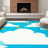 Ultra Soft Area Rug, Non Slip, Stain Resistant, Washable Area Rugs for Living Room, Bedroom, Delightful Animal Friends in Flight(Blue)
