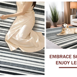 Ultra Soft Area Rug, Non Slip, Stain Resistant, Washable Area Rugs for Living Room, Bedroom, Stylish Striped Doormat Layering Rug, Non Slip(Black)