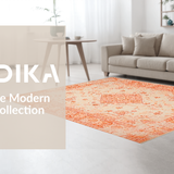 Ultra Soft Area Rug, Non Slip, Stain Resistant, Washable Area Rugs for Living Room, Bedroom, Earthy Tone Curvilinear Patterns(Orange)