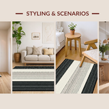 Ultra Soft Area Rug, Non Slip, Stain Resistant, Washable Area Rugs for Living Room, Bedroom, Rustic Vertical Stripe Artistry(Beige)