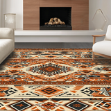 Ultra Soft Area Rug, Non Slip, Stain Resistant, Washable Area Rugs for Living Room, Bedroom, Stylish Cozy Southwestern Vibe(Orange)