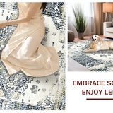 Ultra Soft Area Rug, Non Slip, Stain Resistant, Washable Area Rugs for Living Room, Bedroom, Refined Classic Tiled Arrangement(White)