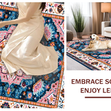 Ultra Soft Area Rug, Non Slip, Stain Resistant, Washable Area Rugs for Living Room, Bedroom, Eclectic Vintage Floral Medallion(Blue)