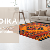 Ultra Soft Area Rug, Non Slip, Stain Resistant, Washable Area Rugs for Living Room, Bedroom, Luxurious Color Block Design(Orange)