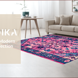 Ultra Soft Area Rug, Non Slip, Stain Resistant, Washable Area Rugs for Living Room, Bedroom, Distressed Pink and Blue Living Room Carpet(Pink)