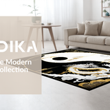 Ultra Soft Area Rug, Non Slip, Stain Resistant, Washable Area Rugs for Living Room, Bedroom, Intricate Asian Ethnic Design Element(Black)