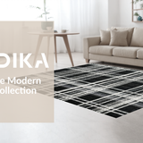 Ultra Soft Area Rug, Non Slip, Stain Resistant, Washable Area Rugs for Living Room, Bedroom, Urban Entry Stripe Rug with Chic Layered Lines and Graphic Contrast Pattern(Black)