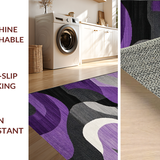 Ultra Soft Area Rug, Non Slip, Stain Resistant, Washable Area Rugs for Living Room, Bedroom, Dynamic Contemporary Striped Aesthetic(Purple)