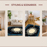Ultra Soft Area Rug, Non Slip, Stain Resistant, Washable Area Rugs for Living Room, Bedroom, Celestial Moonlit Starburst Design(Blue)