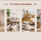 Ultra Soft Area Rug, Non Slip, Stain Resistant, Washable Area Rugs for Living Room, Bedroom, Modern Soft Neutral Geometric Shapes(Beige)