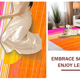Ultra Soft Area Rug, Non Slip, Stain Resistant, Washable Area Rugs for Living Room, Bedroom, Colorful Playful Circular Design(Orange)