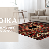 Ultra Soft Area Rug, Non Slip, Stain Resistant, Washable Area Rugs for Living Room, Bedroom, Artful Southwest Color Fusion(Red)