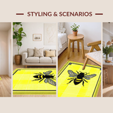 Ultra Soft Area Rug, Non Slip, Stain Resistant, Washable Area Rugs for Living Room, Bedroom, Charming Garden Bee Design(Yellow)