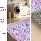Ultra Soft Area Rug, Non Slip, Stain Resistant, Washable Area Rugs for Living Room, Bedroom, Lush Retro Flower Aesthetic(Purple)