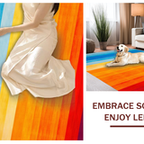 Ultra Soft Area Rug, Non Slip, Stain Resistant, Washable Area Rugs for Living Room, Bedroom, Artistic Contemporary Rainbow Flow(Orange)