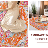 Ultra Soft Area Rug, Non Slip, Stain Resistant, Washable Area Rugs for Living Room, Bedroom, Bright Medallion Design with Cozy Feel(Orange)