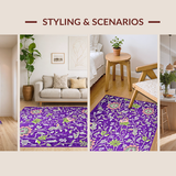 Ultra Soft Area Rug, Non Slip, Stain Resistant, Washable Area Rugs for Living Room, Bedroom, Rustic Abstract Nature Inspired(Purple)