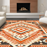 Ultra Soft Area Rug, Non Slip, Stain Resistant, Washable Area Rugs for Living Room, Bedroom, Chic Modern Textured Stripes(Orange)