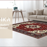 Ultra Soft Area Rug, Non Slip, Stain Resistant, Washable Area Rugs for Living Room, Bedroom, Elegant Colorful Symmetrical Design(Red)