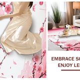 Ultra Soft Area Rug, Non Slip, Stain Resistant, Washable Area Rugs for Living Room, Bedroom, Delicate Blossom Patterned Elegance(Pink)