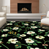 Ultra Soft Area Rug, Non Slip, Stain Resistant, Washable Area Rugs for Living Room, Bedroom, Lush Tropical Leaf Patterned Design(White)