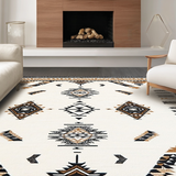 Ultra Soft Area Rug, Non Slip, Stain Resistant, Washable Area Rugs for Living Room, Bedroom, Artful Striped Cultural Weave(Beige)