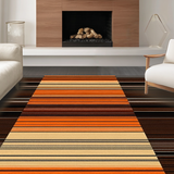 Ultra Soft Area Rug, Non Slip, Stain Resistant, Washable Area Rugs for Living Room, Bedroom, Rustic Earthy Striped Textile(Brown)