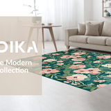 Ultra Soft Area Rug, Non Slip, Stain Resistant, Washable Area Rugs for Living Room, Bedroom, Rustic Botanical Green Palette(Green)