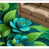 Ultra Soft Area Rug, Non Slip, Stain Resistant, Washable Area Rugs for Living Room, Bedroom, Wildflower Non-Skid Laundry Room Runner Rug(Green)