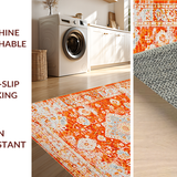 Ultra Soft Area Rug, Non Slip, Stain Resistant, Washable Area Rugs for Living Room, Bedroom, Striking Retro Diamond Pattern Blend(Orange)