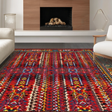 Ultra Soft Area Rug, Non Slip, Stain Resistant, Washable Area Rugs for Living Room, Bedroom, Lively Handcrafted Ethnic Arrangement(Red)