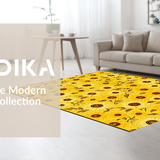 Ultra Soft Area Rug, Non Slip, Stain Resistant, Washable Area Rugs for Living Room, Bedroom, Artisan Crafted Rustic Floral Delight(Yellow)
