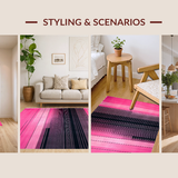 Ultra Soft Area Rug, Non Slip, Stain Resistant, Washable Area Rugs for Living Room, Bedroom, Bold Pink Black Geometric Flair(Pink)