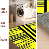 Ultra Soft Area Rug, Non Slip, Stain Resistant, Washable Area Rugs for Living Room, Bedroom, Bold Graphic Black and Cream(Yellow)