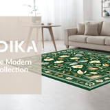 Ultra Soft Area Rug, Non Slip, Stain Resistant, Washable Area Rugs for Living Room, Bedroom, Whimsical Mushroom and Insect Aesthetic(Green)