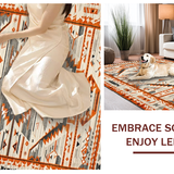 Ultra Soft Area Rug, Non Slip, Stain Resistant, Washable Area Rugs for Living Room, Bedroom, Rustic Earthy Tribal Geometry(Orange)