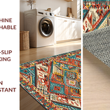 Ultra Soft Area Rug, Non Slip, Stain Resistant, Washable Area Rugs for Living Room, Bedroom, Artisan Tribal Print with Rich Hues(Orange)