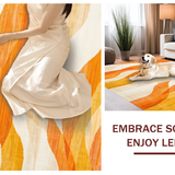 Ultra Soft Area Rug, Non Slip, Stain Resistant, Washable Area Rugs for Living Room, Bedroom, Elegant Swirling Fluidic Design(Orange)