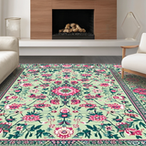 Ultra Soft Area Rug, Non Slip, Stain Resistant, Washable Area Rugs for Living Room, Bedroom, Rustic Pastel Geometric Arrangement(Ivory)